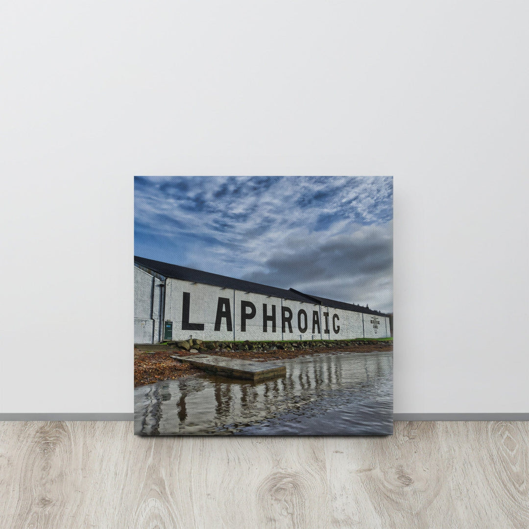 Laphroaig Distillery Warehouse Full Colour Canvas 16″×16″ by Wandering Spirits Global