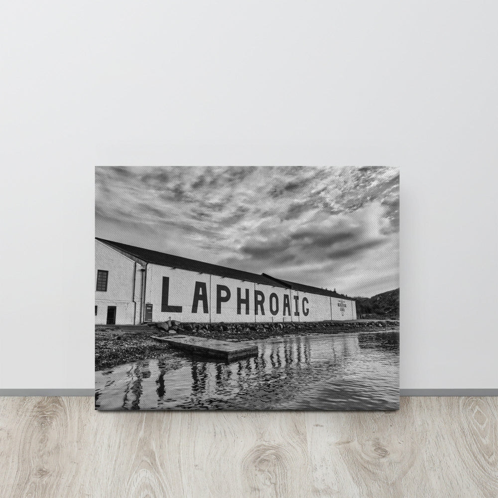 Laphroaig Distillery Black and White Canvas 16″×20″ by Wandering Spirits Global
