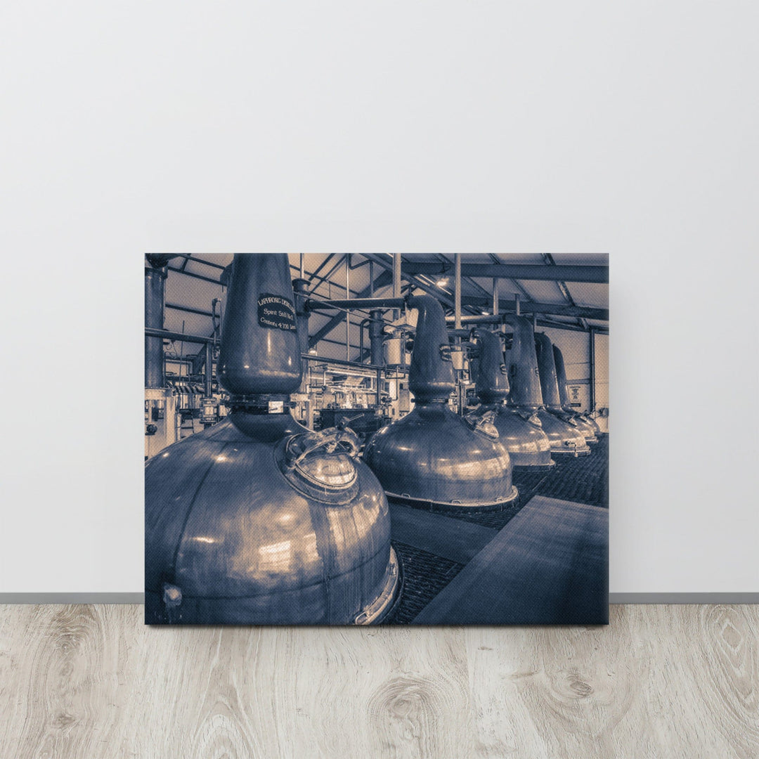 Spirit and Wash Stills Laphroaig Distillery Purple Toned Canvas 16″×20″ by Wandering Spirits Global