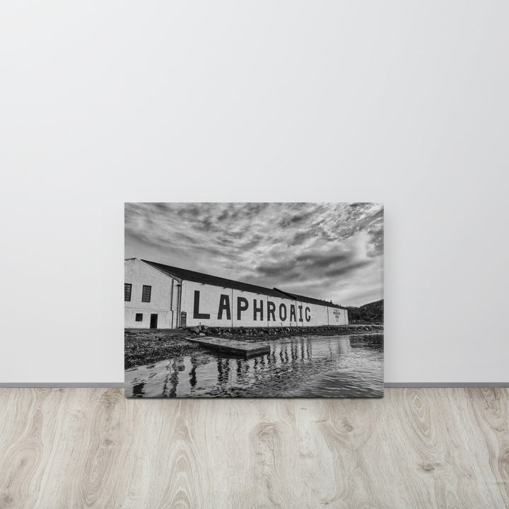 Laphroaig Distillery Black and White Canvas 18″×24″ by Wandering Spirits Global