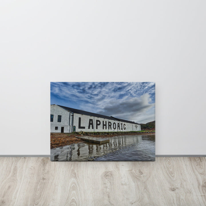 Laphroaig Distillery Warehouse Full Colour Canvas 18″×24″ by Wandering Spirits Global
