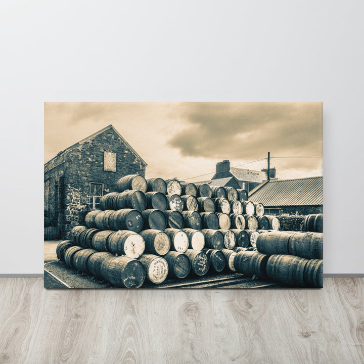 Empty Casks Glengyle Golden Toned Canvas 24″×36″ by Wandering Spirits Global