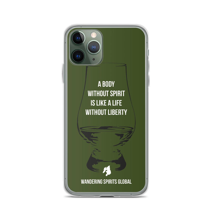 A Body Without Spirit Is Like A Life Without Liberty iPhone Flexi Case iPhone 11 Pro / Green by Wandering Spirits Global