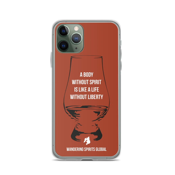 A Body Without Spirit Is Like A Life Without Liberty iPhone Flexi Case iPhone 11 Pro / Vintage Oak by Wandering Spirits Global