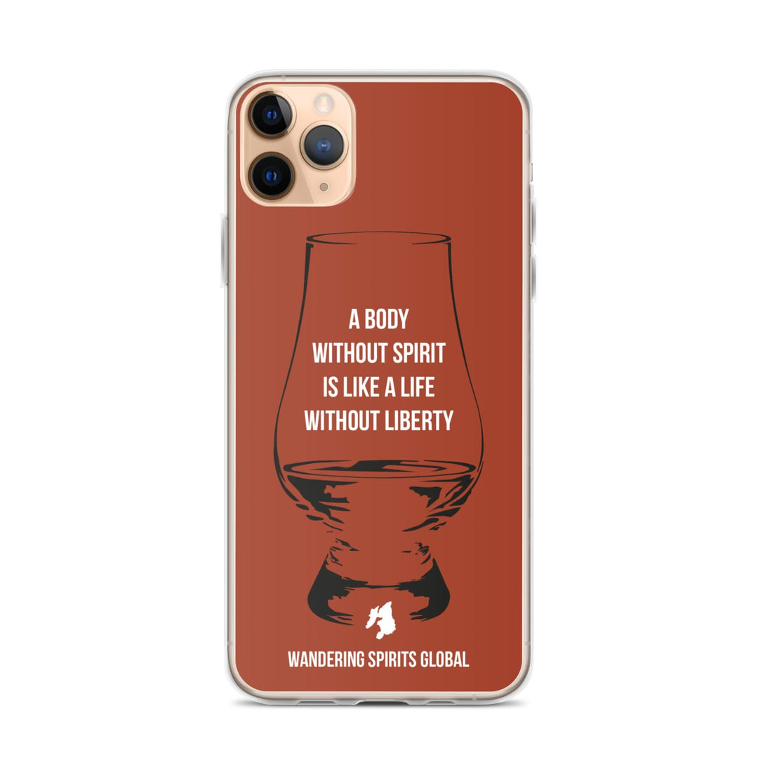 A Body Without Spirit Is Like A Life Without Liberty iPhone Flexi Case iPhone 11 Pro Max / Vintage Oak by Wandering Spirits Global