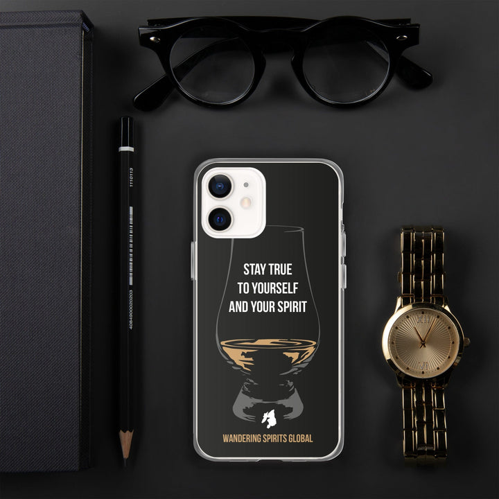 Stay True To Yourself and Your Spirit iPhone Flexi Case iPhone 12 / Black by Wandering Spirits Global