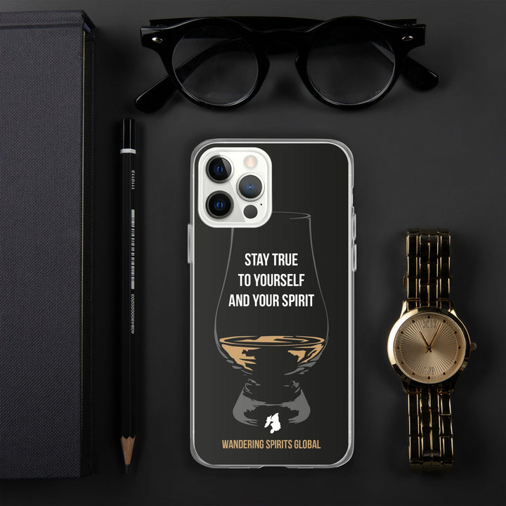 Stay True To Yourself and Your Spirit iPhone Flexi Case iPhone 12 Pro Max / Black by Wandering Spirits Global