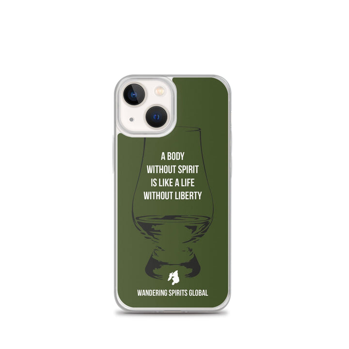 A Body Without Spirit Is Like A Life Without Liberty iPhone Flexi Case iPhone 13 mini / Green by Wandering Spirits Global
