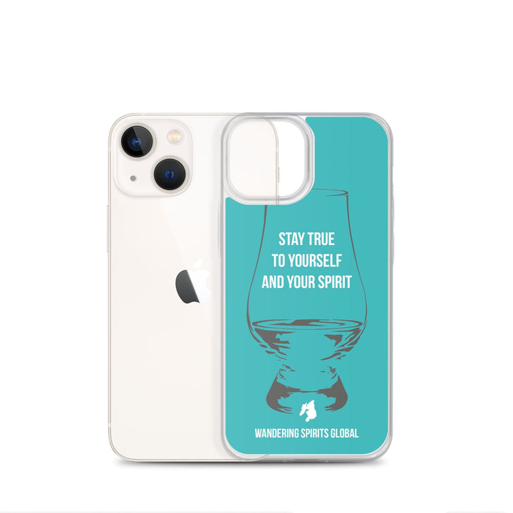 Stay True To Yourself and Your Spirit iPhone Flexi Case iPhone 13 mini / Aqua by Wandering Spirits Global