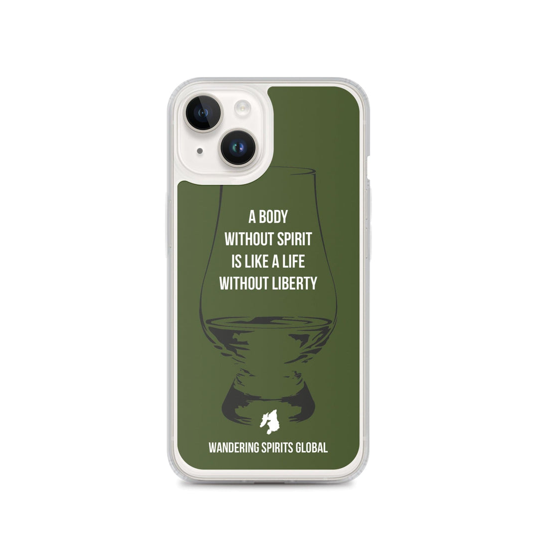 A Body Without Spirit Is Like A Life Without Liberty iPhone Flexi Case iPhone 14 / Green by Wandering Spirits Global
