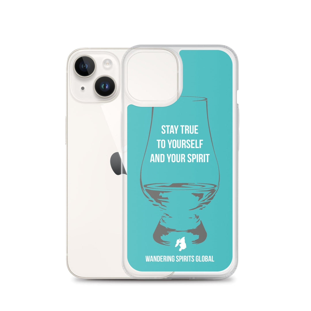 Stay True To Yourself and Your Spirit iPhone Flexi Case iPhone 14 / Aqua by Wandering Spirits Global