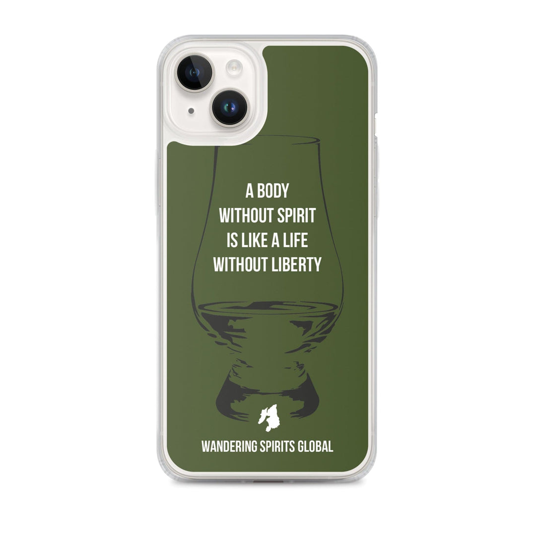 A Body Without Spirit Is Like A Life Without Liberty iPhone Flexi Case iPhone 14 Plus / Green by Wandering Spirits Global
