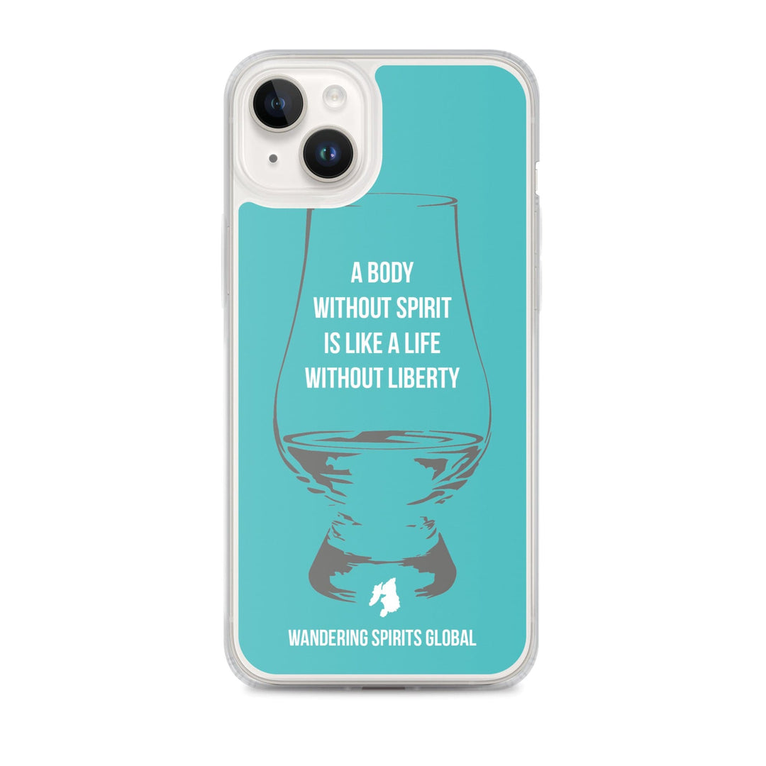 A Body Without Spirit Is Like A Life Without Liberty iPhone Flexi Case iPhone 14 Plus / Teal by Wandering Spirits Global