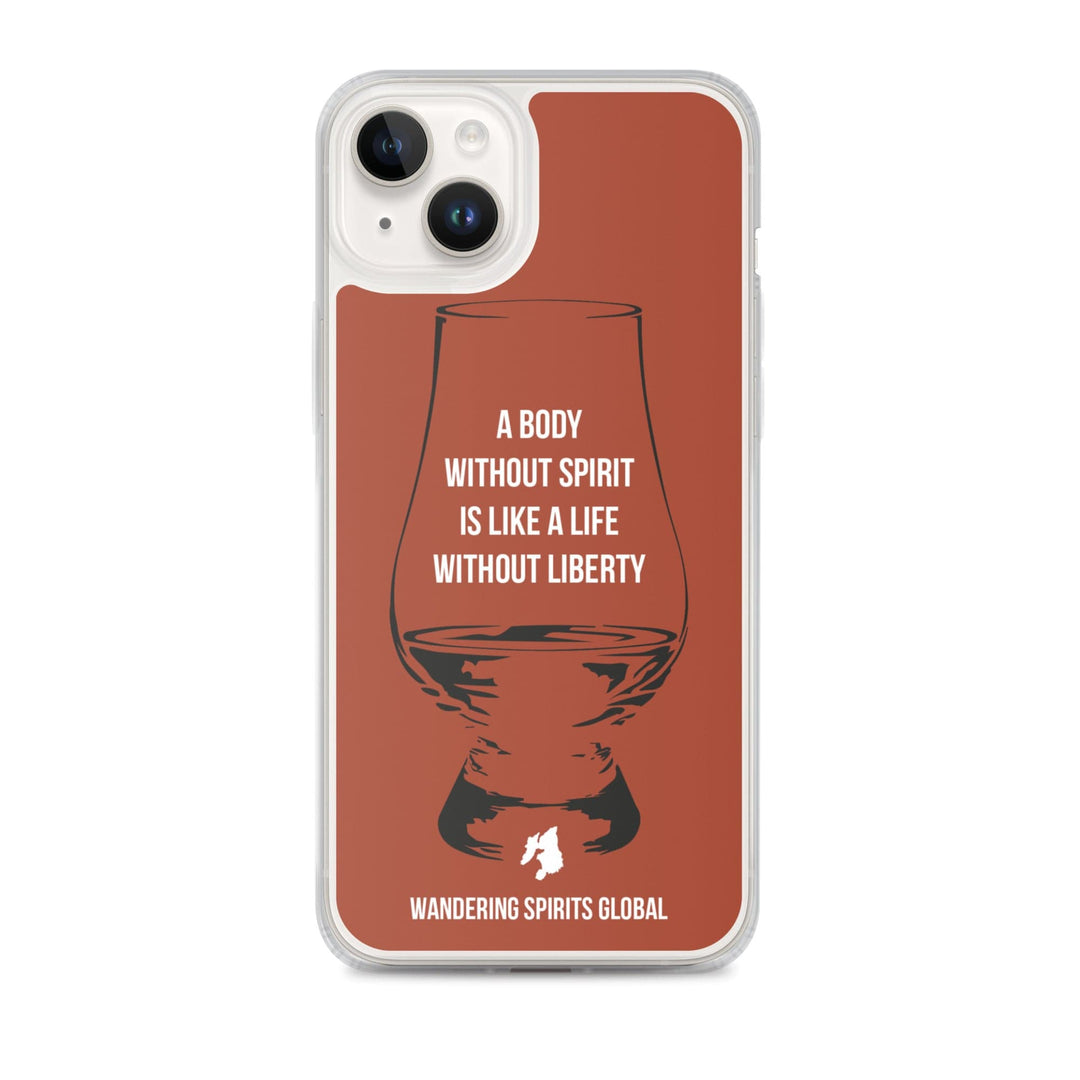 A Body Without Spirit Is Like A Life Without Liberty iPhone Flexi Case iPhone 14 Plus / Vintage Oak by Wandering Spirits Global