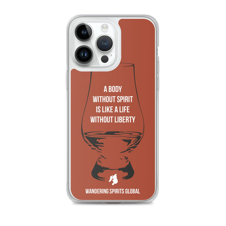 A Body Without Spirit Is Like A Life Without Liberty iPhone Flexi Case iPhone 14 Pro Max / Vintage Oak by Wandering Spirits Global