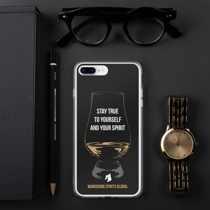 Stay True To Yourself and Your Spirit iPhone Flexi Case iPhone 7 Plus/8 Plus / Black by Wandering Spirits Global