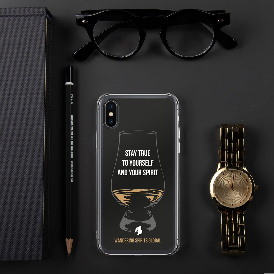 Stay True To Yourself and Your Spirit iPhone Flexi Case iPhone X/XS / Black by Wandering Spirits Global