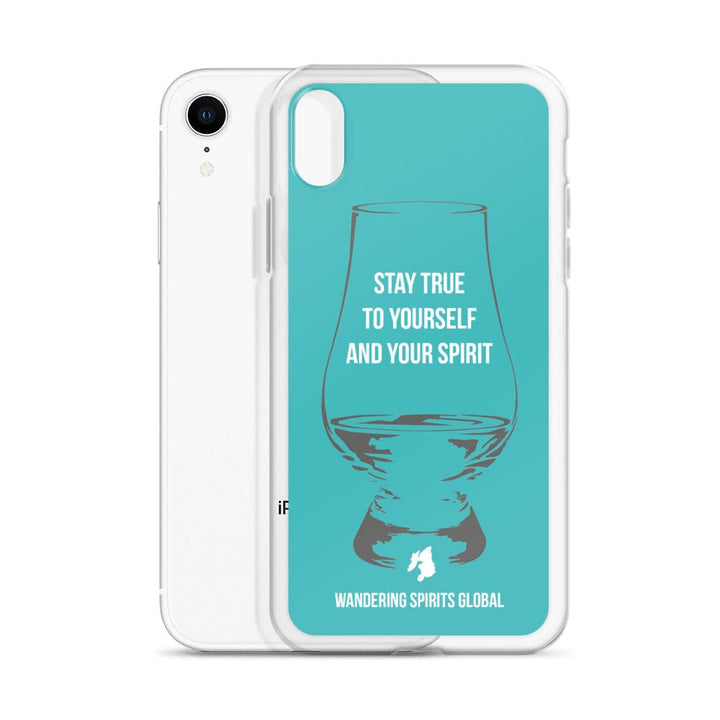 Stay True To Yourself and Your Spirit iPhone Flexi Case iPhone XR / Aqua by Wandering Spirits Global