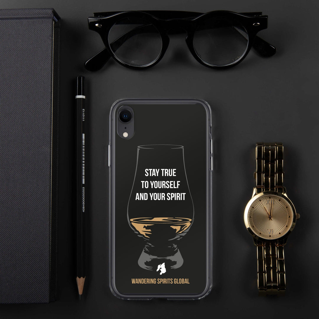 Stay True To Yourself and Your Spirit iPhone Flexi Case iPhone XR / Black by Wandering Spirits Global