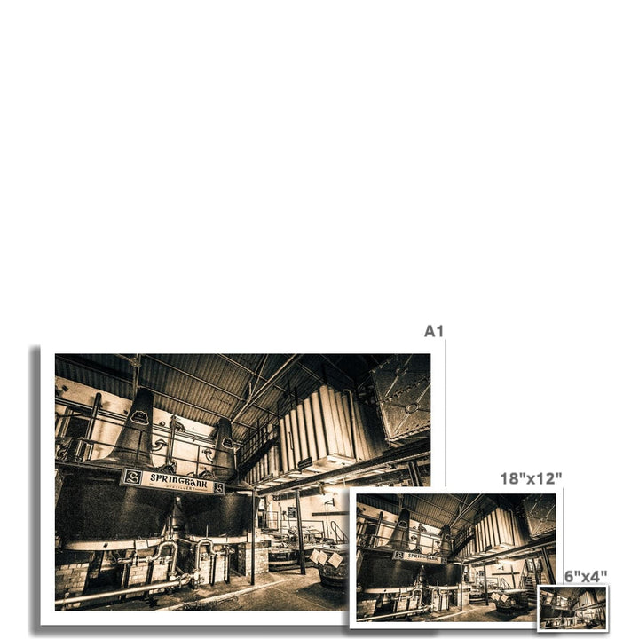 Springbank Distillery Black and White Hahnemühle Photo Rag Print by Wandering Spirits Global