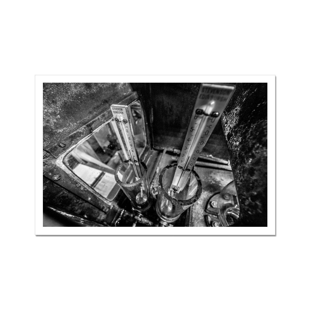 Distilling Thermometers Laphroaig Black and White Hahnemühle Photo Rag Print 18"x12" by Wandering Spirits Global