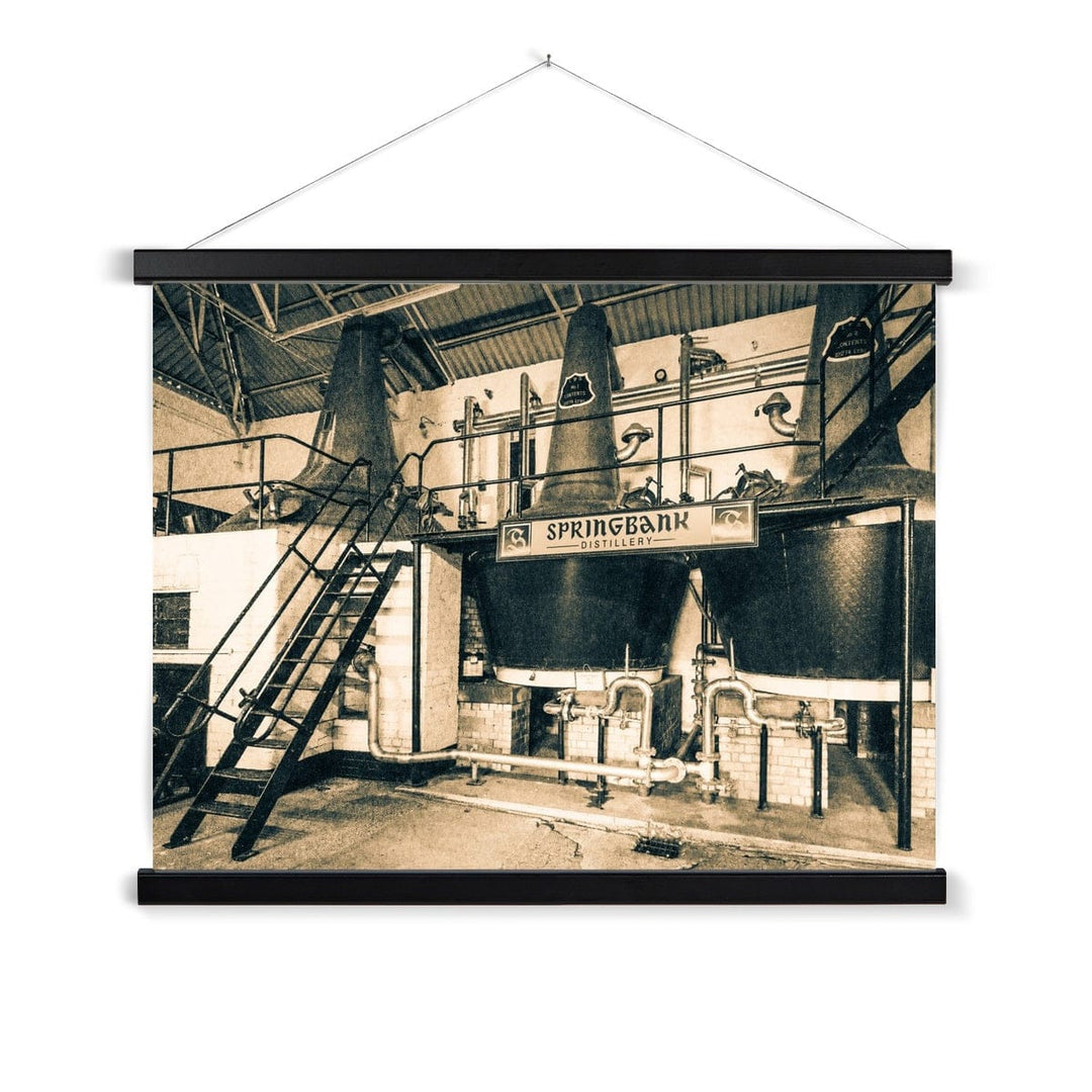 Three Stills Springbank Distillery Fine Art Print with Hanger 24"x18" / Black Frame by Wandering Spirits Global