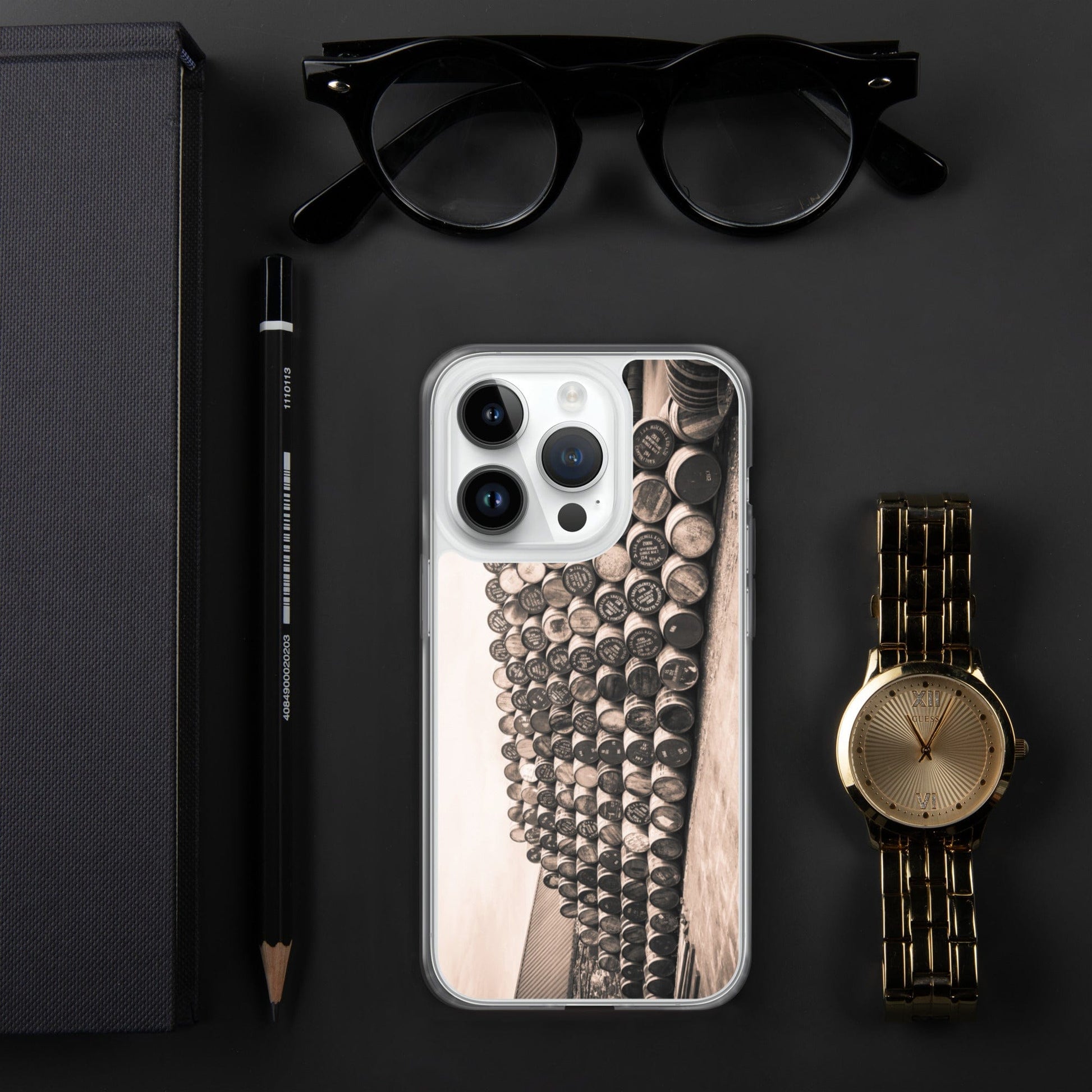 Empty Glengyle Casks Sepia Toned iPhone Case by Wandering Spirits Global