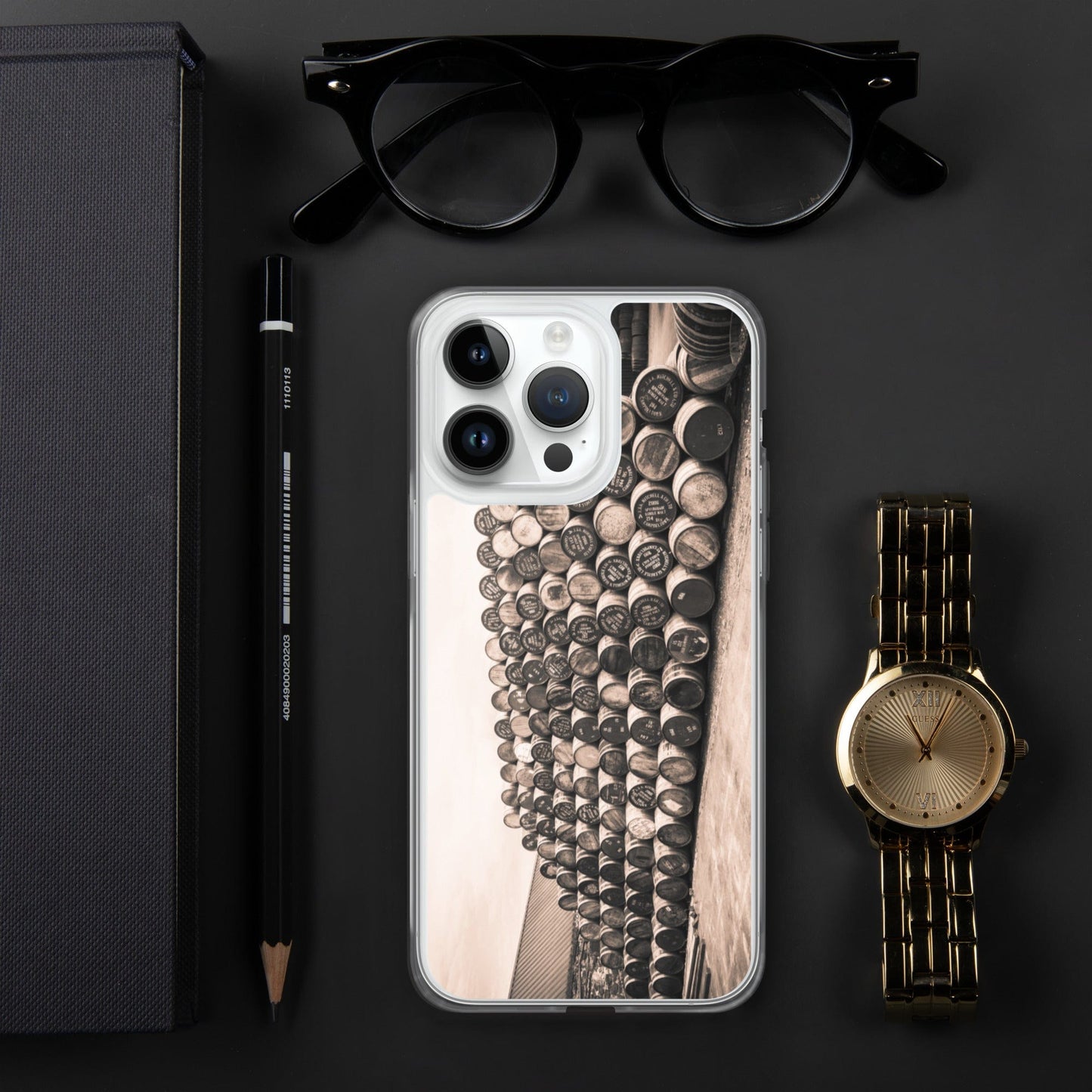 Empty Glengyle Casks Sepia Toned iPhone Case by Wandering Spirits Global