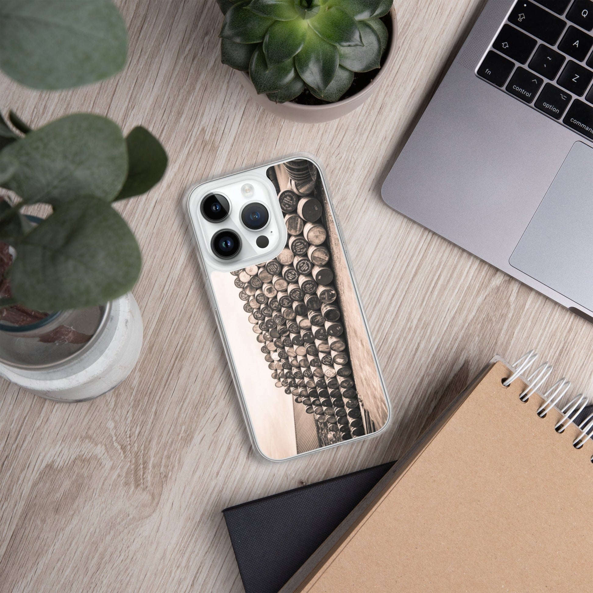 Empty Glengyle Casks Sepia Toned iPhone Case iPhone 14 Pro by Wandering Spirits Global