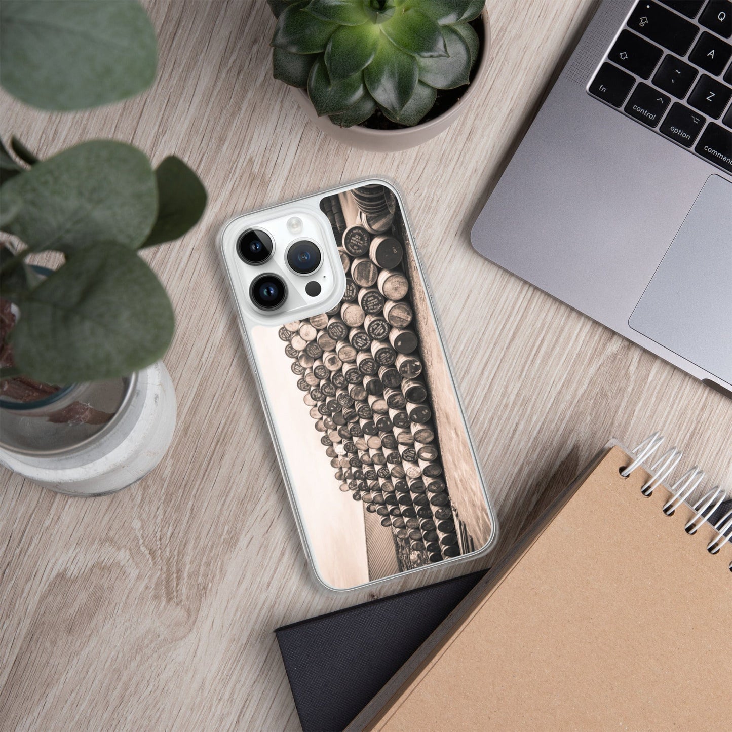 Empty Glengyle Casks Sepia Toned iPhone Case iPhone 14 Pro Max by Wandering Spirits Global