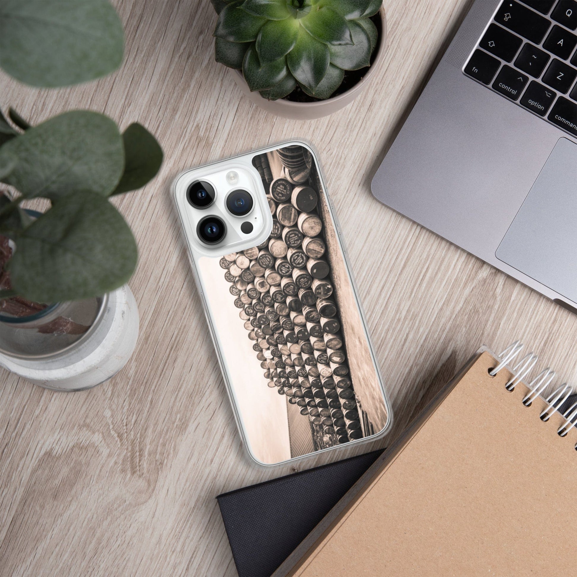 Empty Glengyle Casks Sepia Toned iPhone Case iPhone 14 Pro Max by Wandering Spirits Global