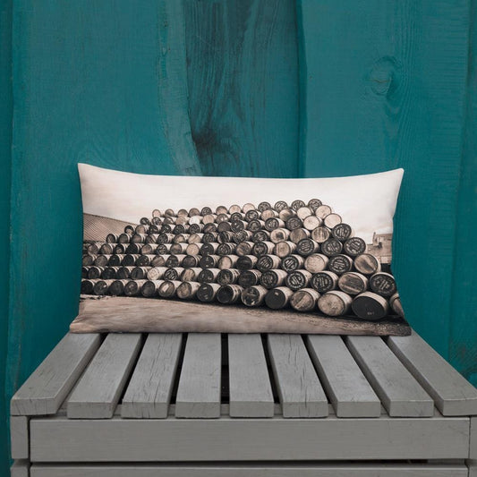 Empty Glengyle Casks Sepia Toned Premium Pillow by Wandering Spirits Global