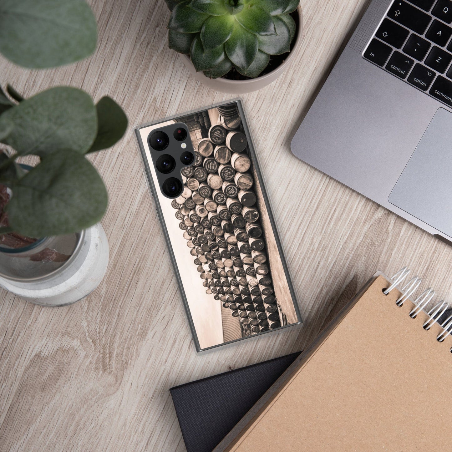 Empty Glengyle Casks Sepia Toned  Samsung Case Samsung Galaxy S22 Ultra by Wandering Spirits Global