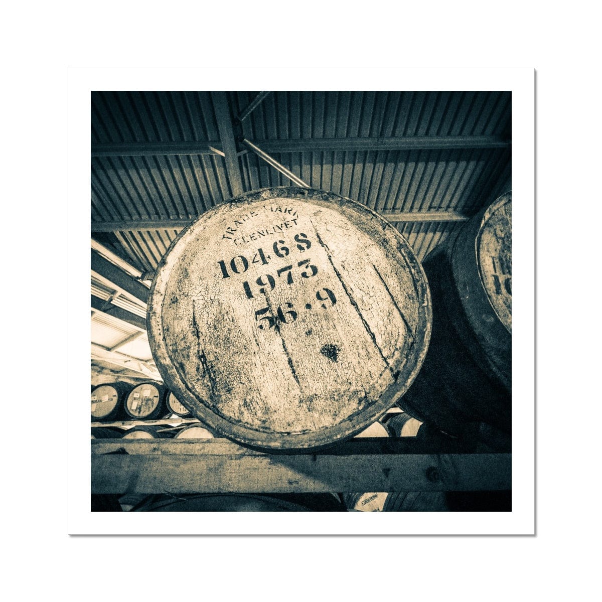 Glenlivet 1973 Cask Golden Toned Hahnemühle Photo Rag Print 12"x12" by Wandering Spirits Global