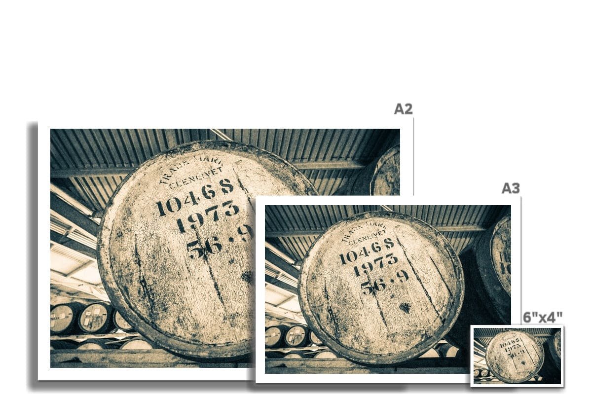 Glenlivet 1973 Cask Golden Toned Hahnemühle Photo Rag Print 6"x4" by Wandering Spirits Global