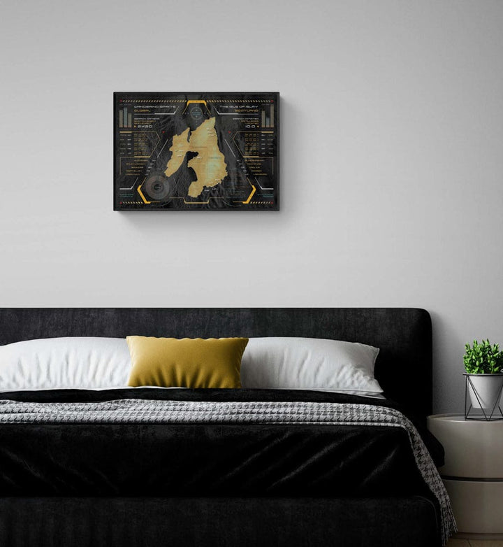 Islay Whisky Distilleries Map Heads Up Metallic Print 42.0 cm x 59.4 cm, 16.5 inches x 23.4 inches by Wandering Spirits Global