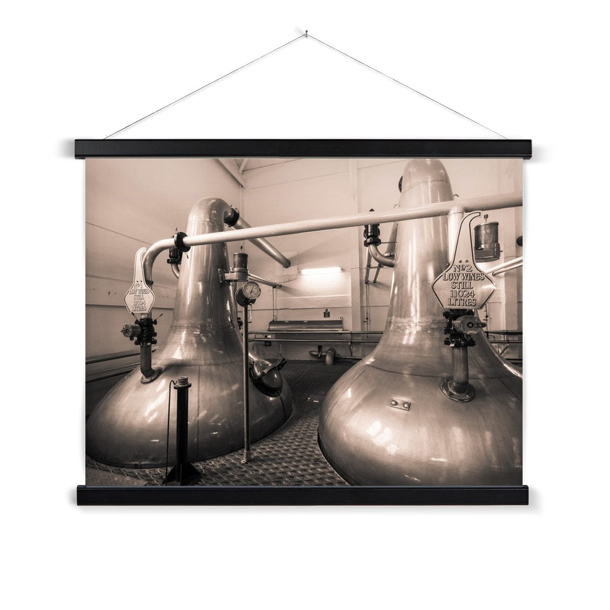 Low Wines 1 and 2 Talisker Golden Toned Fine Art Print with Hanger 24"x18" / Black Frame by Wandering Spirits Global