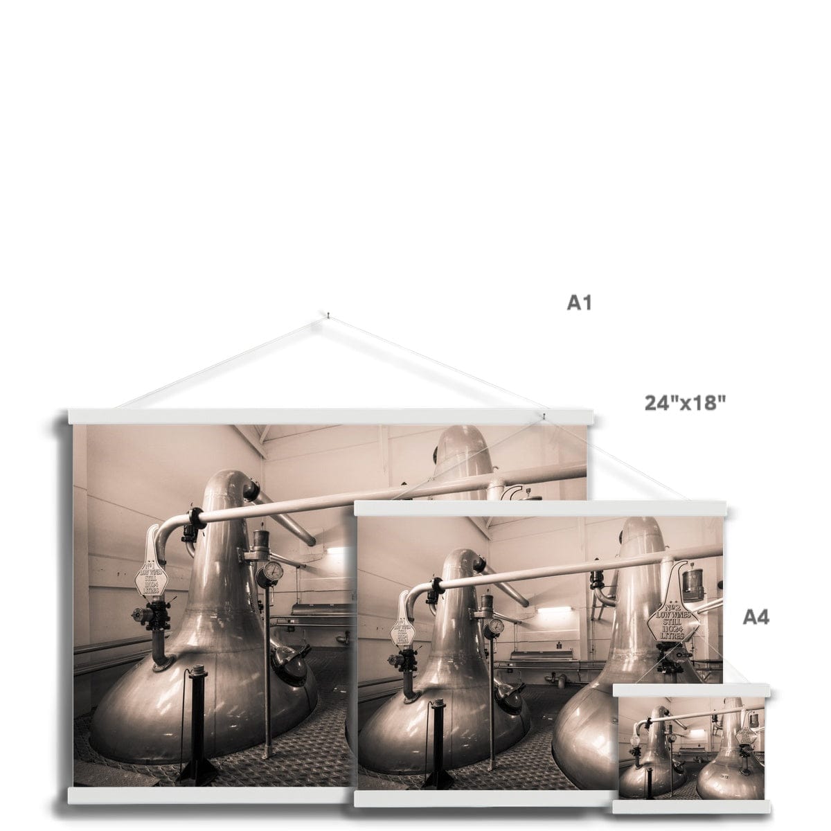 Low Wines 1 and 2 Talisker Golden Toned Fine Art Print with Hanger by Wandering Spirits Global