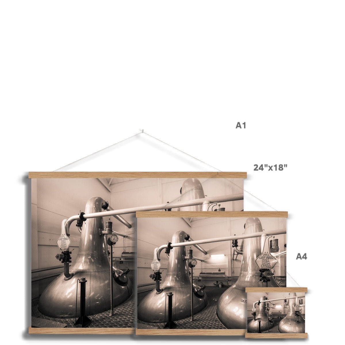 Low Wines 1 and 2 Talisker Golden Toned Fine Art Print with Hanger by Wandering Spirits Global