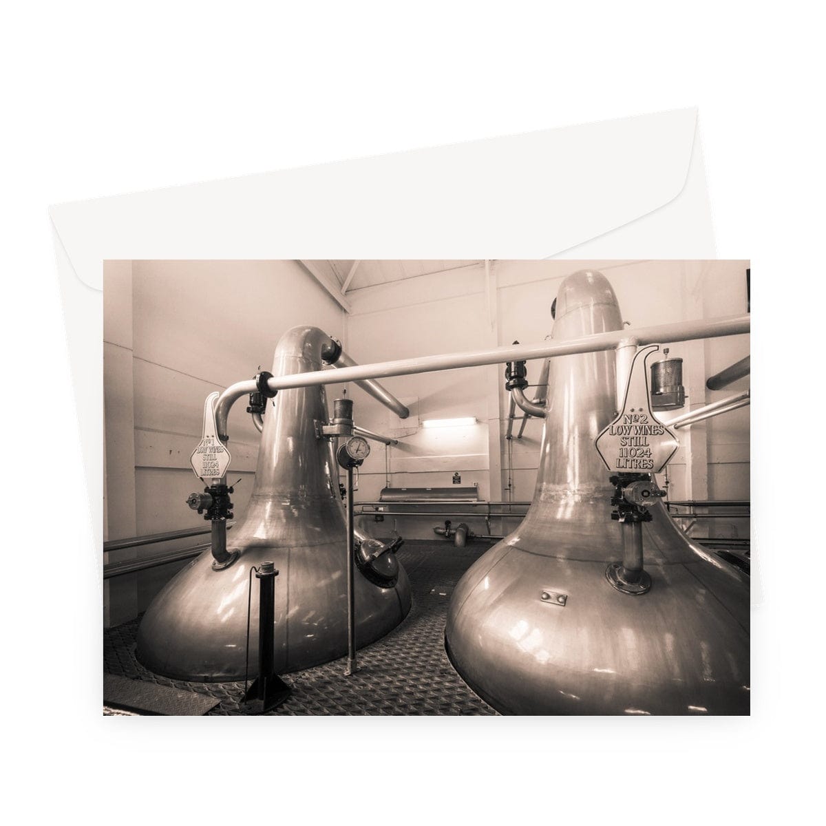 Low Wines 1 and 2 Talisker Golden Toned Greeting Card A5 Landscape / 1 Card by Wandering Spirits Global