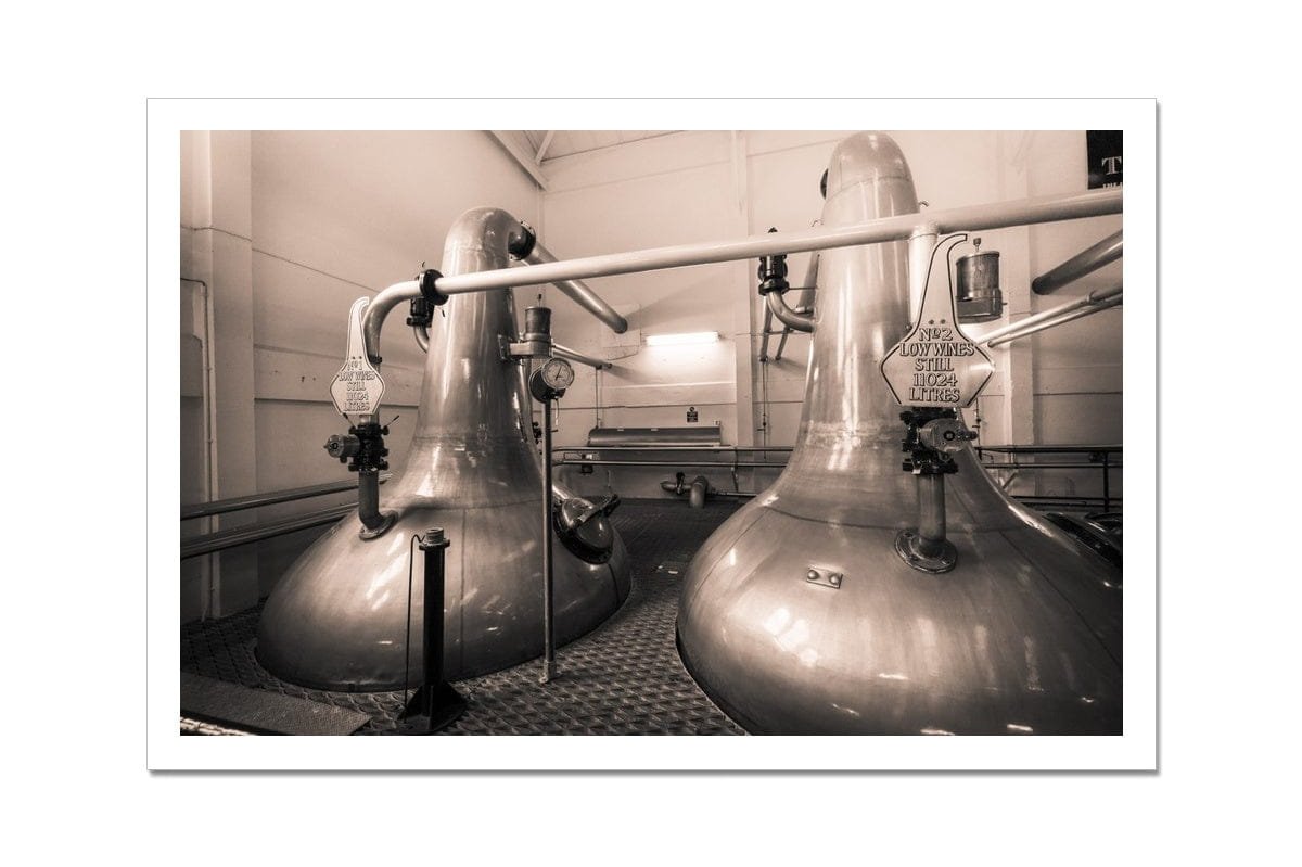 Low Wines 1 and 2 Talisker Golden Toned Hahnemühle Photo Rag Print 18"x12" by Wandering Spirits Global