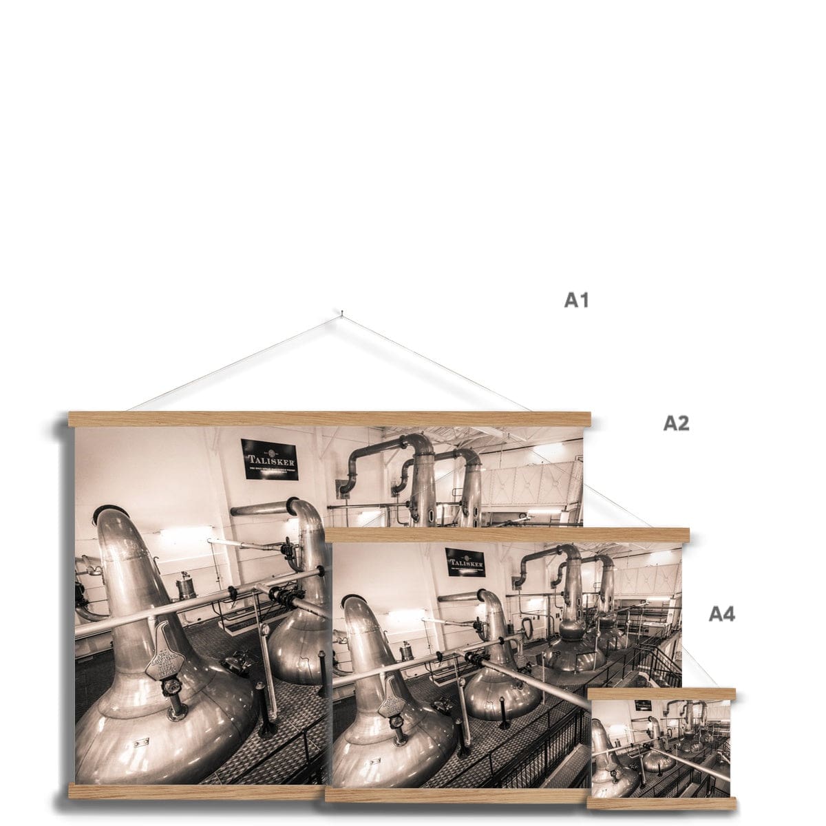 Low Wines and Wash Stills Talisker Golden Toned Fine Art Print with Hanger by Wandering Spirits Global
