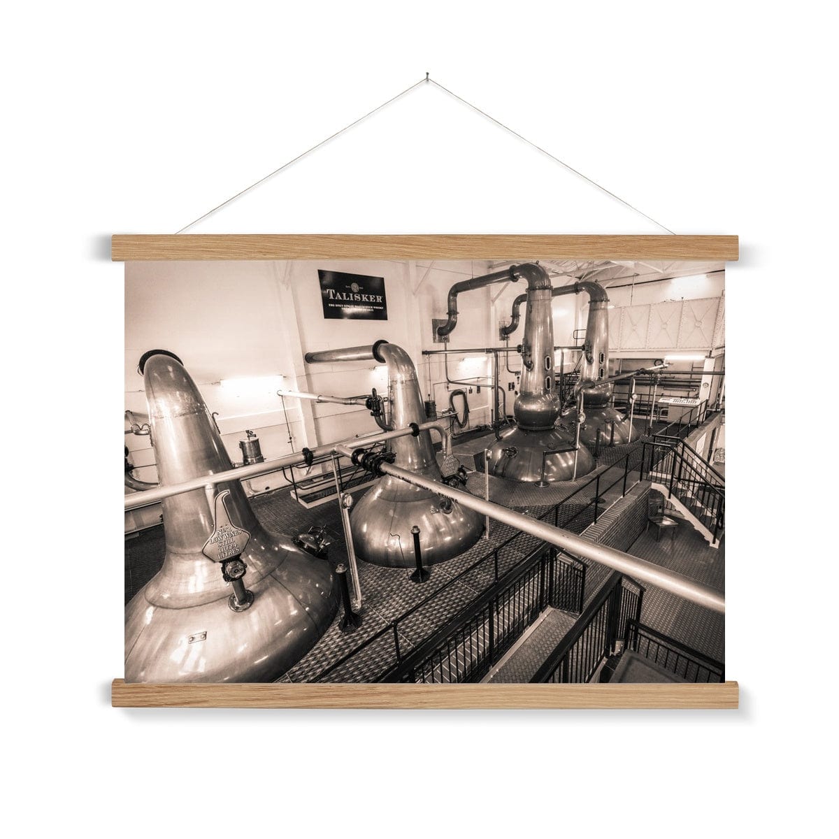 Low Wines and Wash Stills Talisker Golden Toned Fine Art Print with Hanger A2 Landscape / Natural Frame by Wandering Spirits Global