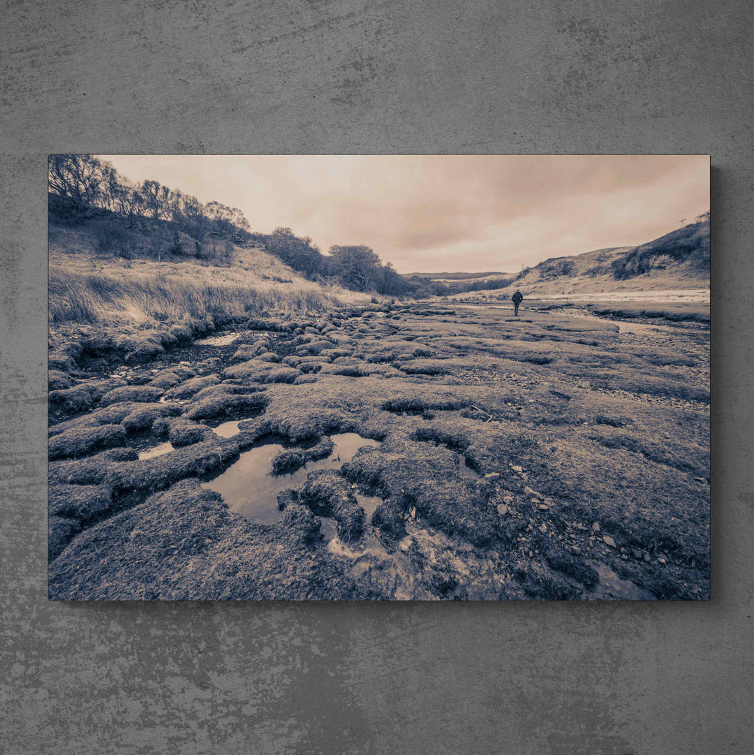 Margadale River and a Scotsman Photo Paper Poster (USA sizes) by Wandering Spirits Global