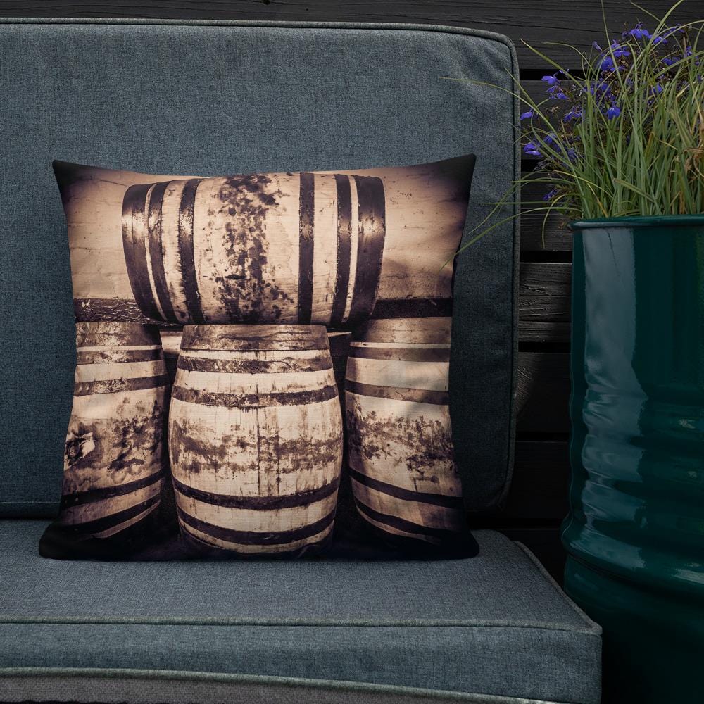 18×18 Octave Casks Sepia Toned Premium Pillow by Wandering Spirits Global