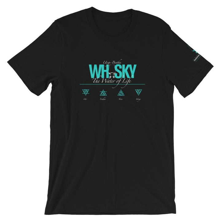 XS Whisky The Water of Life (AQUA) Short Sleeve Unisex T-Shirt by Wandering Spirits Global