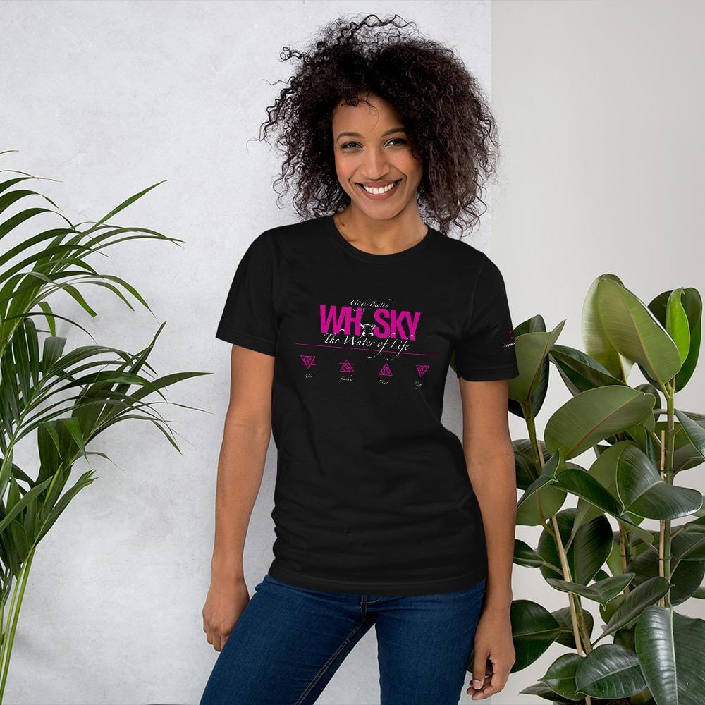Whisky The Water of Life (HOT PINK) Short Sleeve Unisex T-Shirt by Wandering Spirits Global