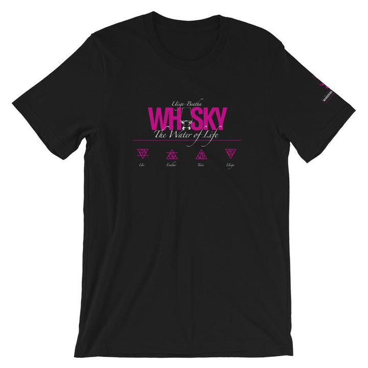 XS Whisky The Water of Life (HOT PINK) Short Sleeve Unisex T-Shirt by Wandering Spirits Global