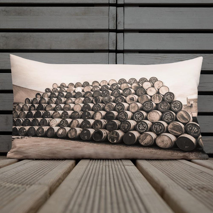 Empty Glengyle Casks Sepia Toned Premium Pillow by Wandering Spirits Global