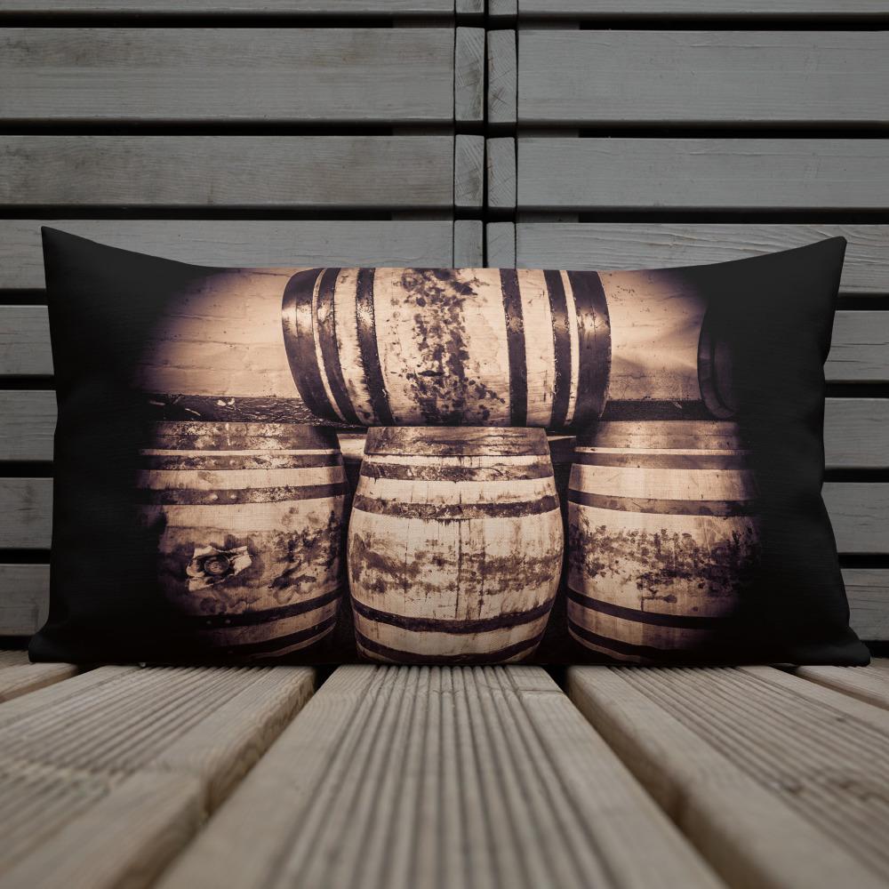 Octave Casks Sepia Toned Premium Pillow by Wandering Spirits Global